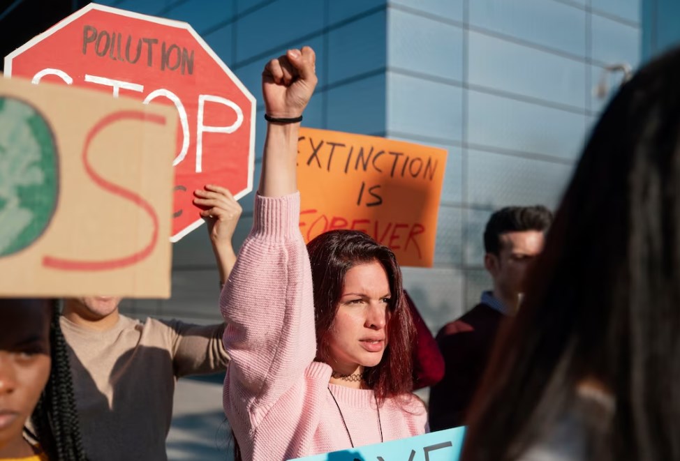 a community protesting together outdoors