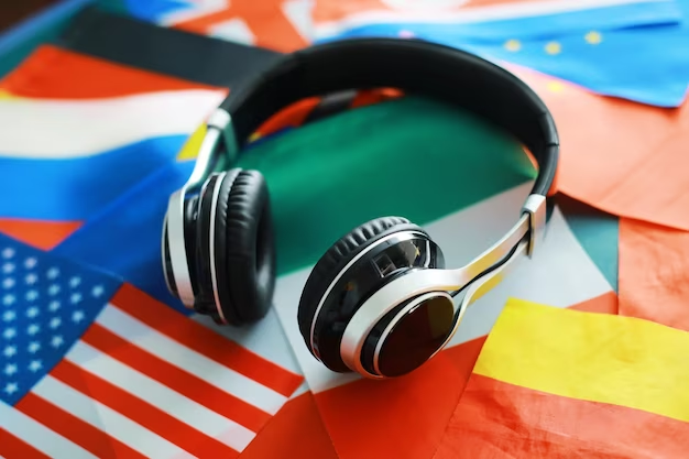 Headset over various country flaglets