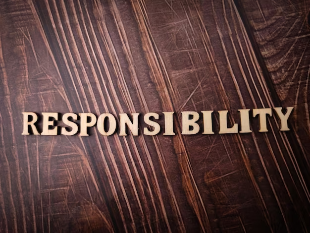 Wooden letters spelling 'responsibility' on a wooden background