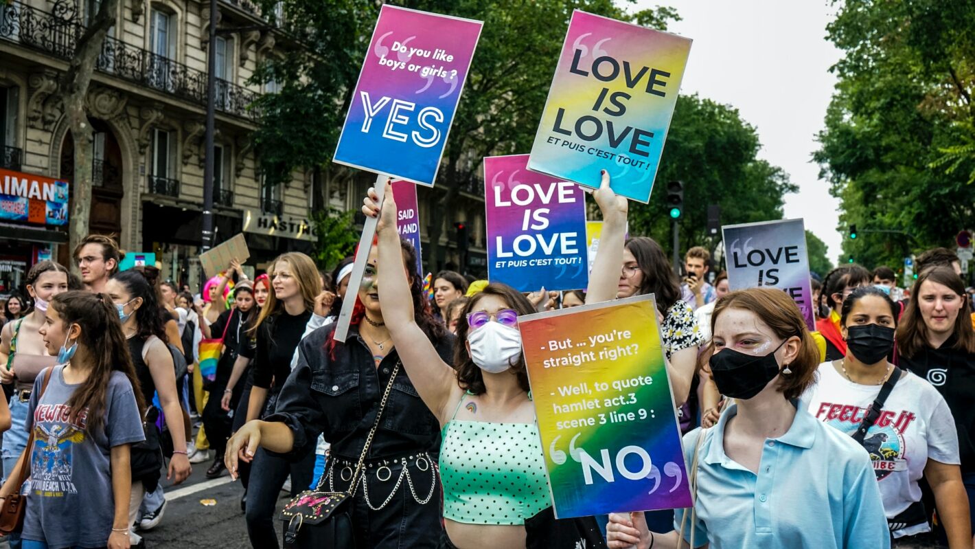 a community protesting together outdoors