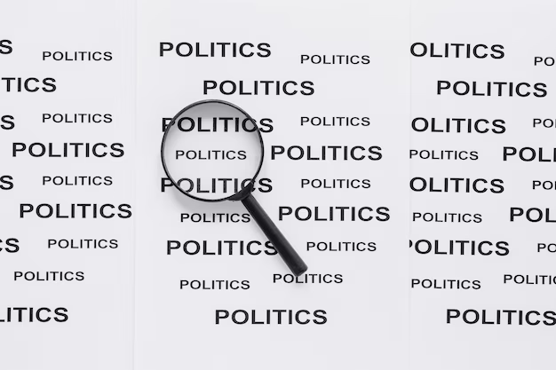 The magnifying glass lies in the word politics