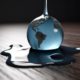 melting globe sculpture on brown table